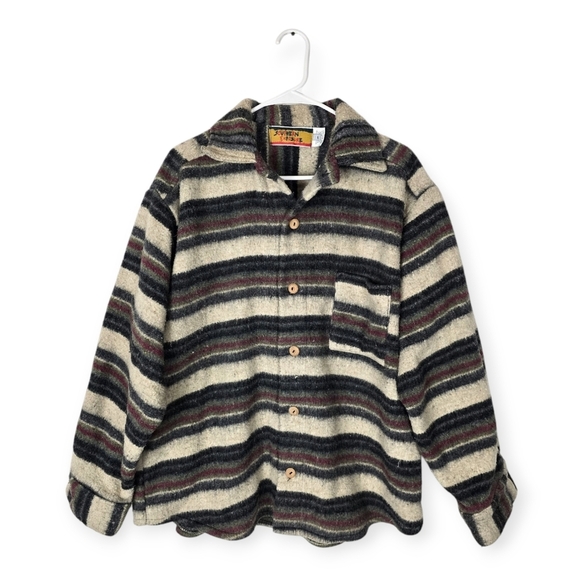 Vintage Southern Exposure Striped Fisherman Gorpcore Blanket Shacket Jacket